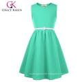 Grace Karin Children Sleeveless Round Neck A-Line Aquamarine Kids Girls Dress CL010482-4